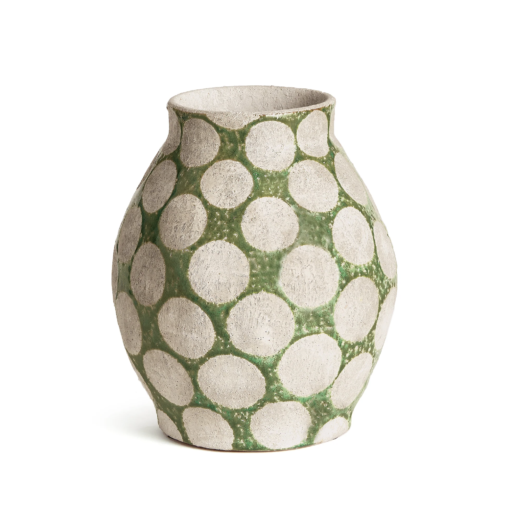 Large Green and Grey Polka Dot Vase Large - Image 3